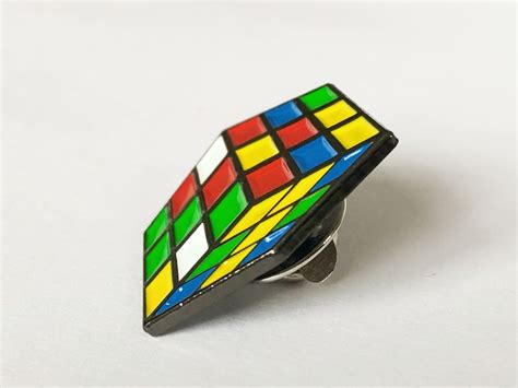 Rubiks Cube Pin Enamel Metal Lapel Pin Badge Etsy