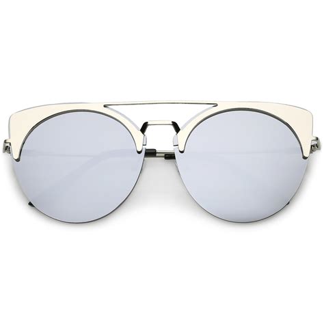 Retro Modern Oversize Mirrored Flat Lens Aviator Sunglasses Zerouv
