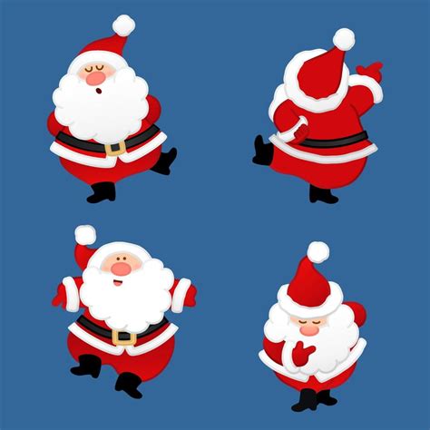 Illustration Character Set Dancing Santa Claus Cute Cartoon Vector