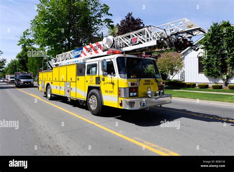 Yellow Firetruck Fire Truck Engine Emergency Vehicle Firefighter