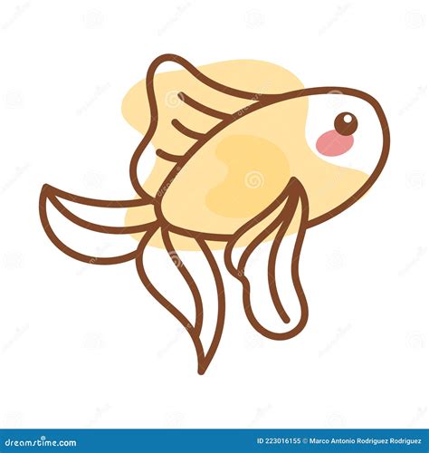Isolated Kawaii Fish Animal Sketch Sea Life Stock Vector