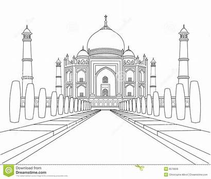 Taj Mahal Clipart Illustration India Colouring Pages