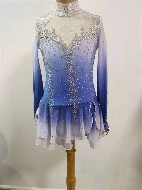 Custom Ice Skating Dresses Blue Whice Ice Dance Dress Etsy