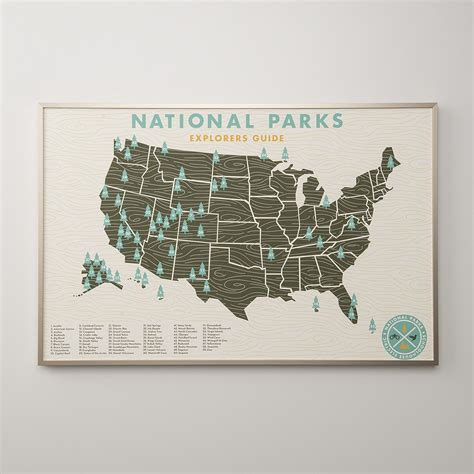 √ Poster National Parks Map Usa