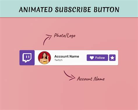 Custom Animated Twitch Follow Subscribe Button Transparent And Etsy