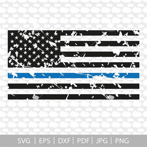 Thin Blue Line Svg Distressed Flag Svg Svg Dxf Pdf Police Etsy