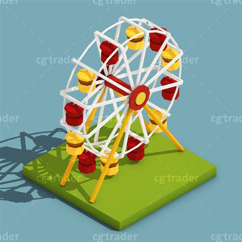 Low Poly Amusement Park Isometric Icon | 3D model | Amusement park, Low poly, Amusement