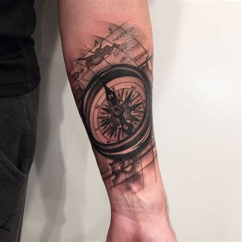 Compass Tattoo Black And Grey By Mateo Robles At Guru Tattoo San Diego