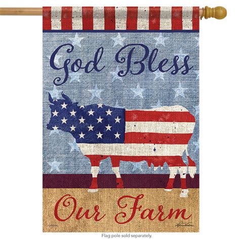 God Bless Our Farm Patriotic House Flag Briarwood Lane