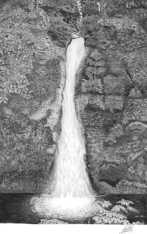 Waterfall Realistic Pencil Sketches Ubicaciondepersonascdmxgobmx
