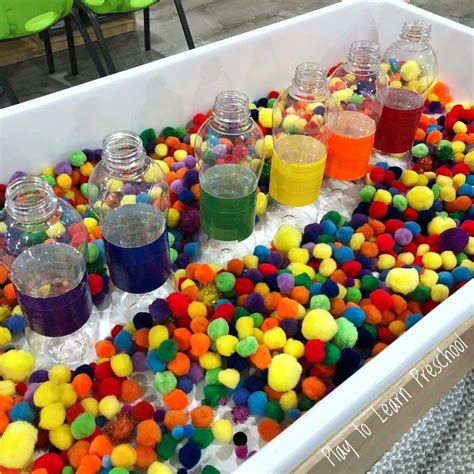 Color Sort With Pom Pom Balls In The Sensory Table Sensory Table
