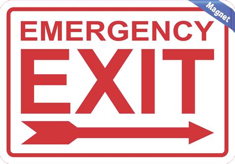 10in X 7in Right Arrow Emergency Exit Magnet Vinyl Magnetic Sign Decal