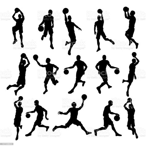 Basketball Player Silhouettes Stock Illustration