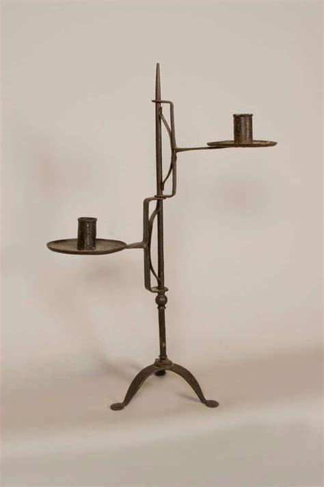 Late 18th Early 19th Century American Forged Iron Candle Stand Prob
