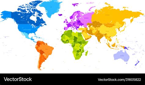 High Detail Political World Map Royalty Free Vector Image