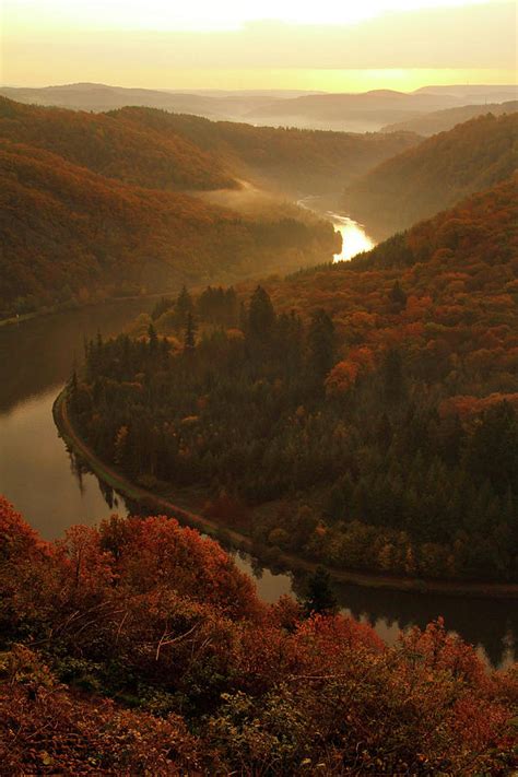 Big Loop Of Saar River In Autumn Mettlach Saar Valley Saarland