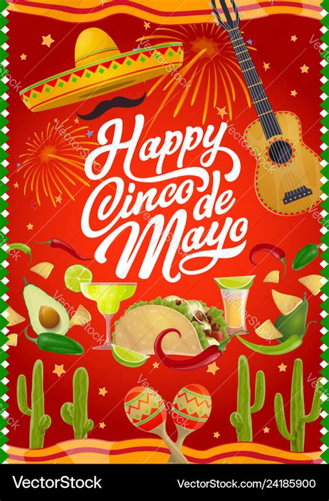 Happy Cinco De Mayo Mexican Holiday Greetings Vector Image
