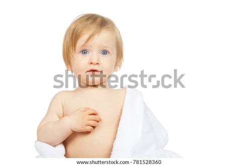 Caucasian Baby Covered Towel Isolated On Stock Photo 781528360