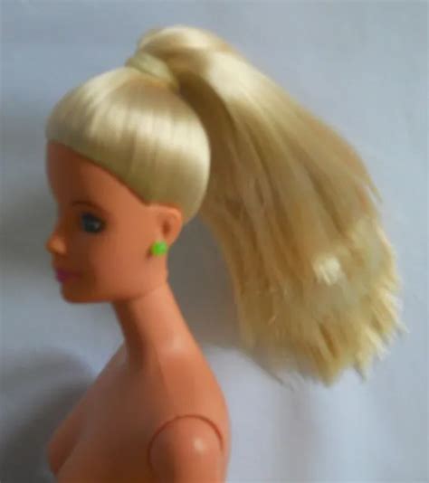 BARBIE MACKIE FACE Closed Mouth Doll NUDE Retro Updo Ponytail TNT Green