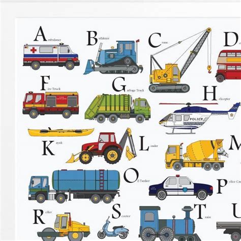 Abc Transportation Print Construction Truck Nursery Alphabet Etsy