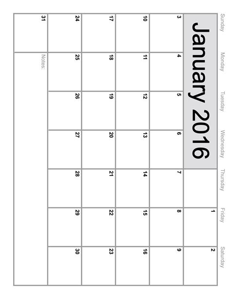 8 Best Images Of Blank January 2016 Calendar Printable Free Calendar