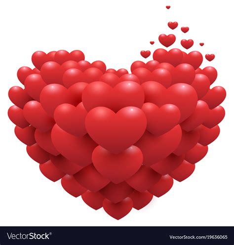 Red Hearts On Heart Shape Symbol Love Royalty Free Vector