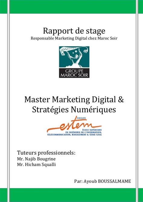 Exemple De Rapport De Stage Master Le Meilleur Exemple Rezfoods