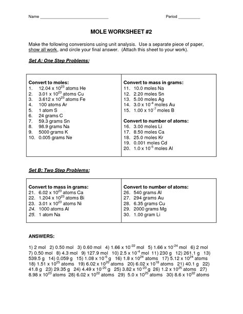 In this video there are six problems with explanations. 12 Best Images of Chemistry Mole Practice Worksheet - Mole ...