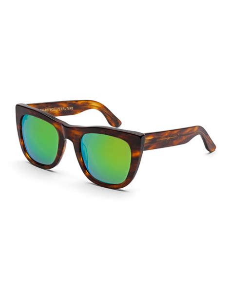 Super By Retrosuperfuture Gals Cove Mirrored Lens Tortoise Sunglasses