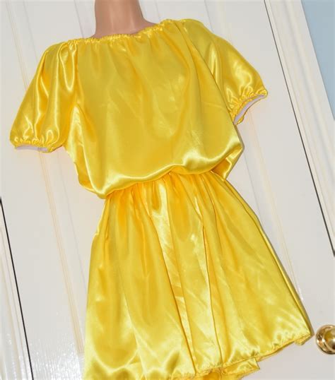 Fi 104 Bright Yellow Satin Sissy Dress Buttery Soft With Etsy