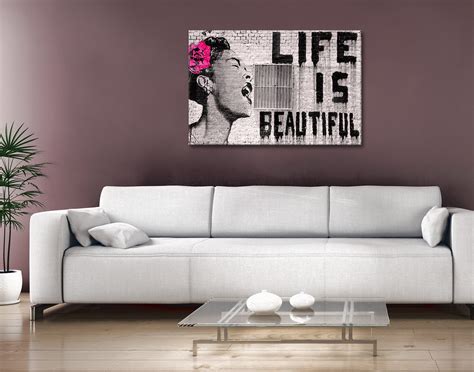 Buy Life Is Beautiful Banksy Artwork Print On Canvas Artworks Onlin