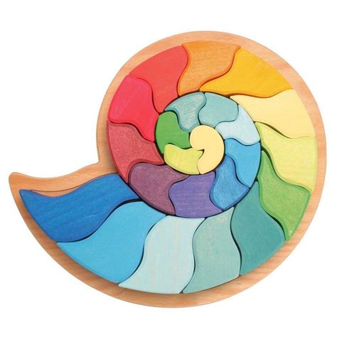 Large Ammonite Snail Wooden Puzzle Blocks Wooden Puzzles Wooden