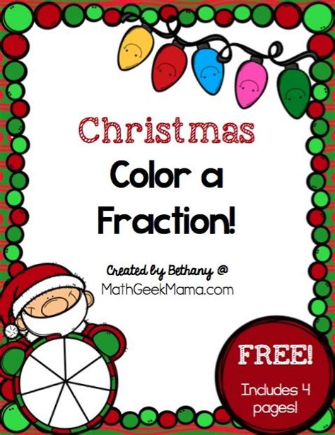 Christmas Fraction Worksheets For 3 5 Grade Free Christmas Math
