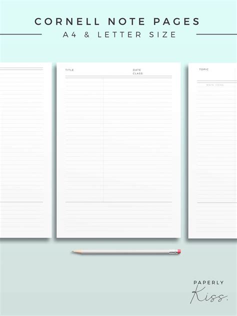 All printables are free for life your way readers. SIMPLE Cornell Note Template Printable Note Inserts | Etsy ...