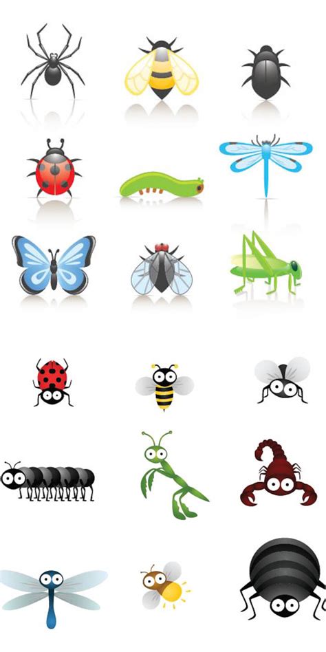 Cute Cartoon Insects Vector Free Download Images Clip Art Graphics