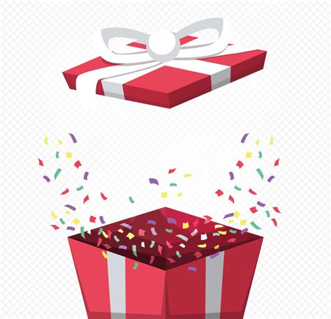 Hd Vector Open Gift Box With Confetti Png Citypng
