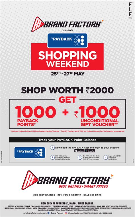 Brand Factory Shopping Weekend Get 1000 Payback Points Ad - Advert Gallery