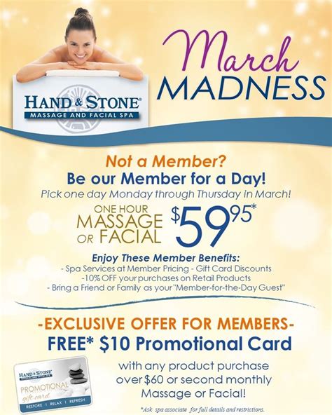 March Madness At Hand And Stone Not A Member Be Our Member For A Day Offer Includes Member