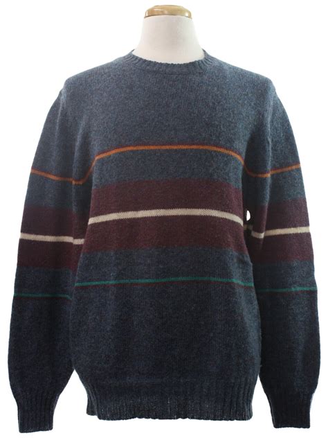 1980s Retro Sweater 80s Arrow Mens Heathered Slate Blue Background
