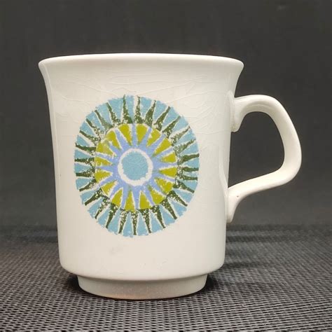 Retro Vintage JG Meakin Studio Aztec Turquoise Ironstone Coffee Cup