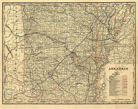 Township And Railroad Map Of Arkansas C1895 30x24 Ebay