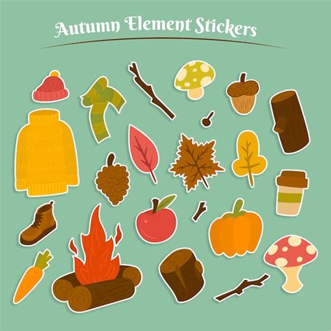 Premium Vector Autumn Sticker Collection