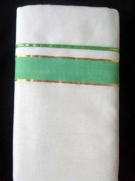 Kanyakumari Handloom Green With Gold Zari Green Cotton Handloom Dhoti