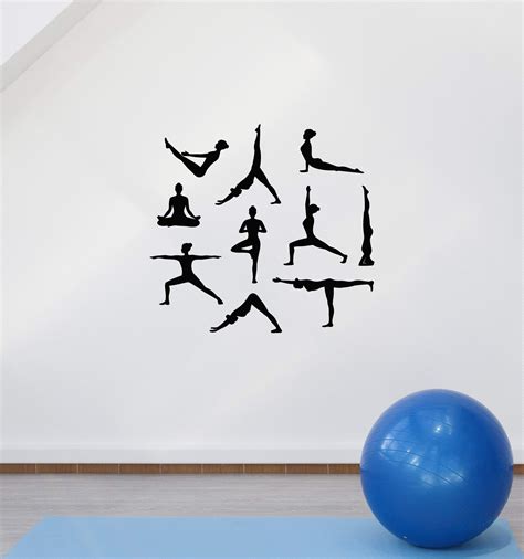 Vinyl Wall Decal Yoga Poses Women Meditation Room Art Interior Stickers