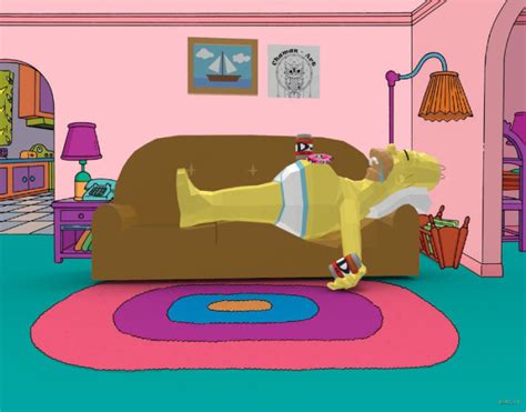 Low Poly Simpsons Homer Simpson Sleeping On Sofa Paperzone Vn