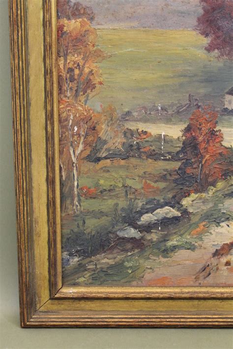 Antique Dc Longmore Impressionist Country Autumn Farm Landscape Oil