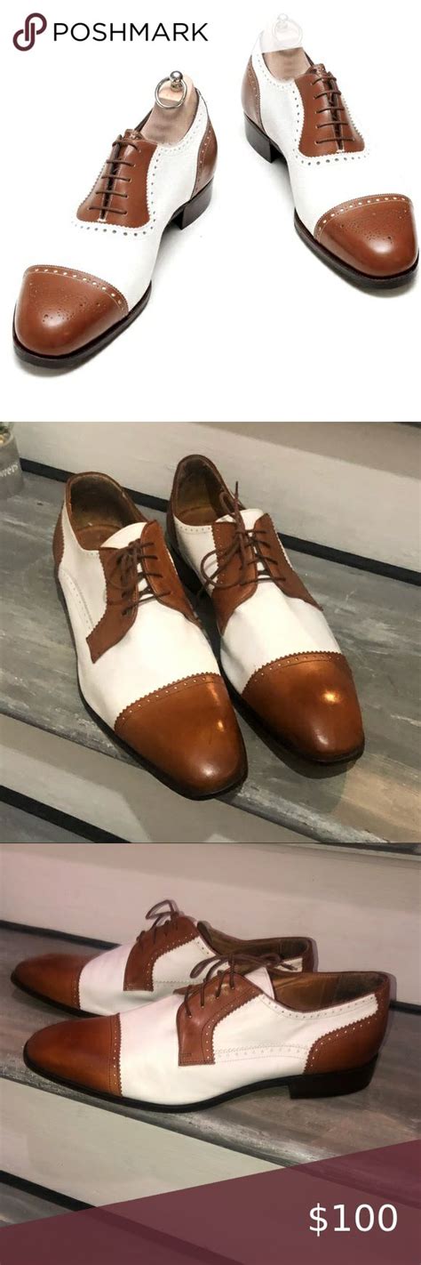 Paul Fredrick Vero Cuoio Leather Two Toned Oxfords Made In Italy 11 12