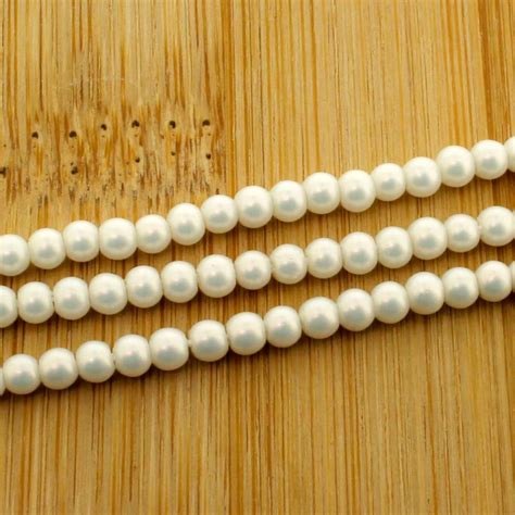 Satin Glass Pearl Round Beads 4mm Pearl White Craft Hobby