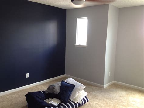 Sherwin Williams Naval With Gray Screen On Opposing Wall Teenage Room