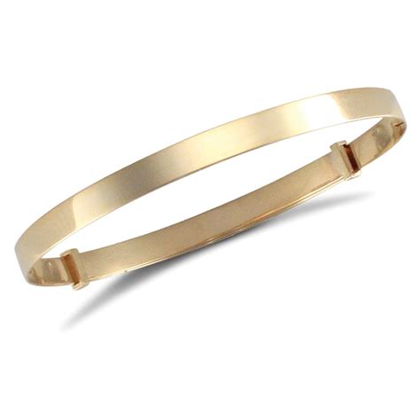 Teens Solid 9ct Yellow Gold Polished 4mm Expanding Bangle Bracelet